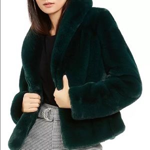 Green faux fur coat